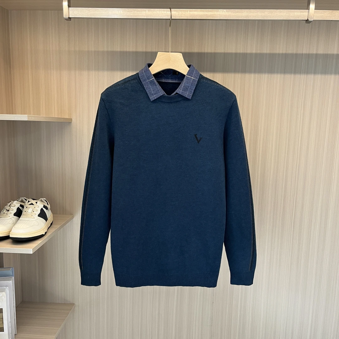 LISA.LISA  保暖不臃肿厚糯绒里 假两件毛衣 W6802 男装