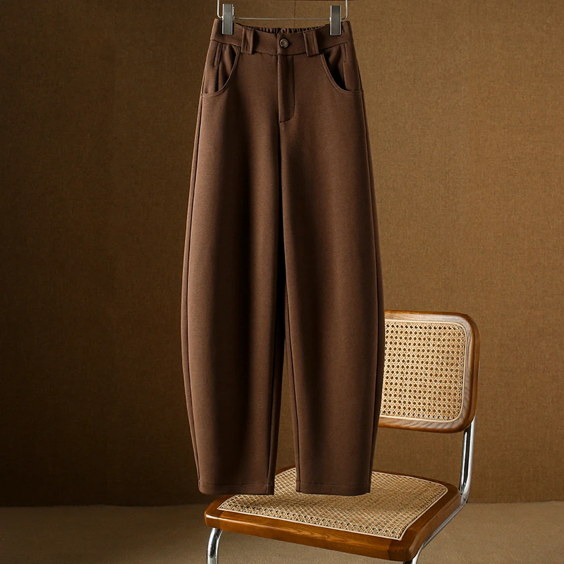 春秋季弯刀裤女2024新款大码窄版阔腿裤子休闲卫裤女士香蕉裤子