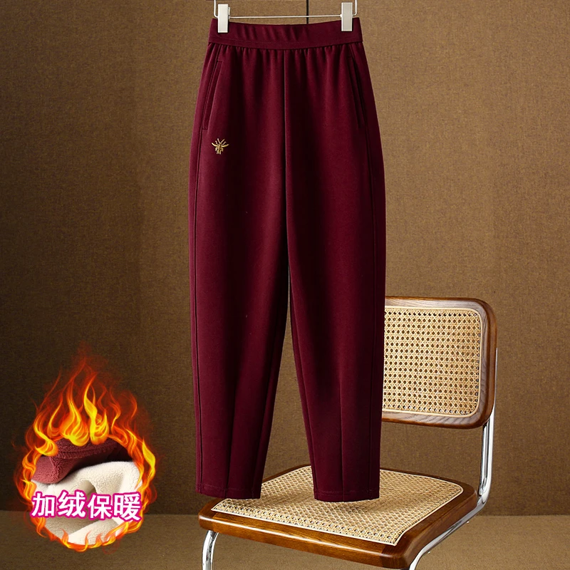 2024新款显瘦女裤时尚百搭外穿加厚秋冬季松紧腰高腰哈伦休闲裤子