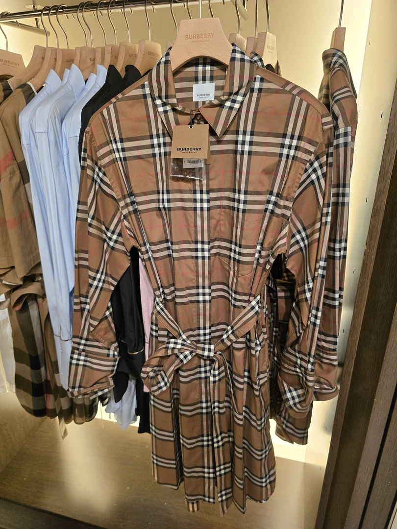 Burberry/博柏利 经典格纹连衣裙衬衫焦糖色/8093477