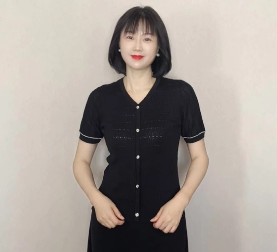 款号：855莱赛尔天丝短袖T恤夏新款显瘦女上衣