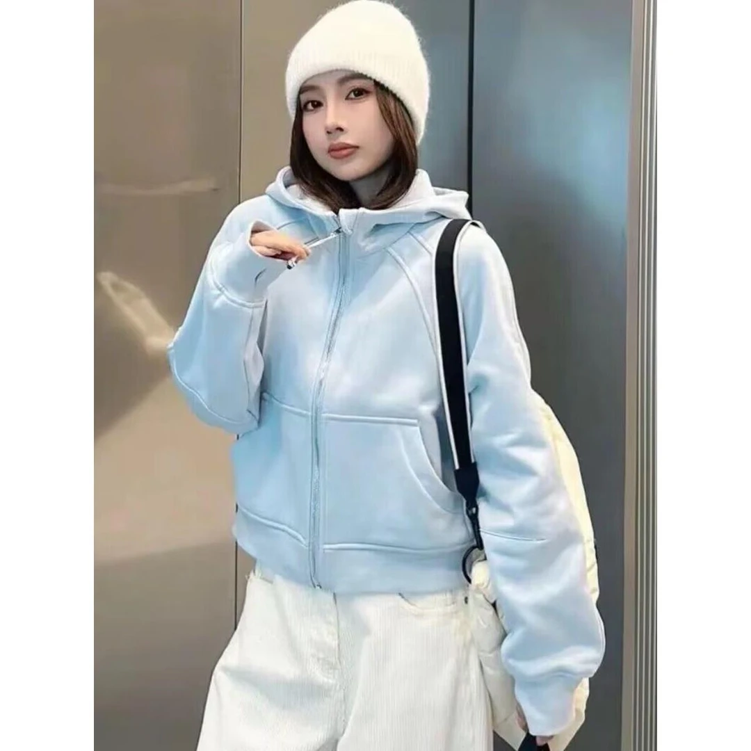 SG / 杨姗 AW 宽松休闲刺绣连帽加绒卫衣外套百搭外套长袖上衣女