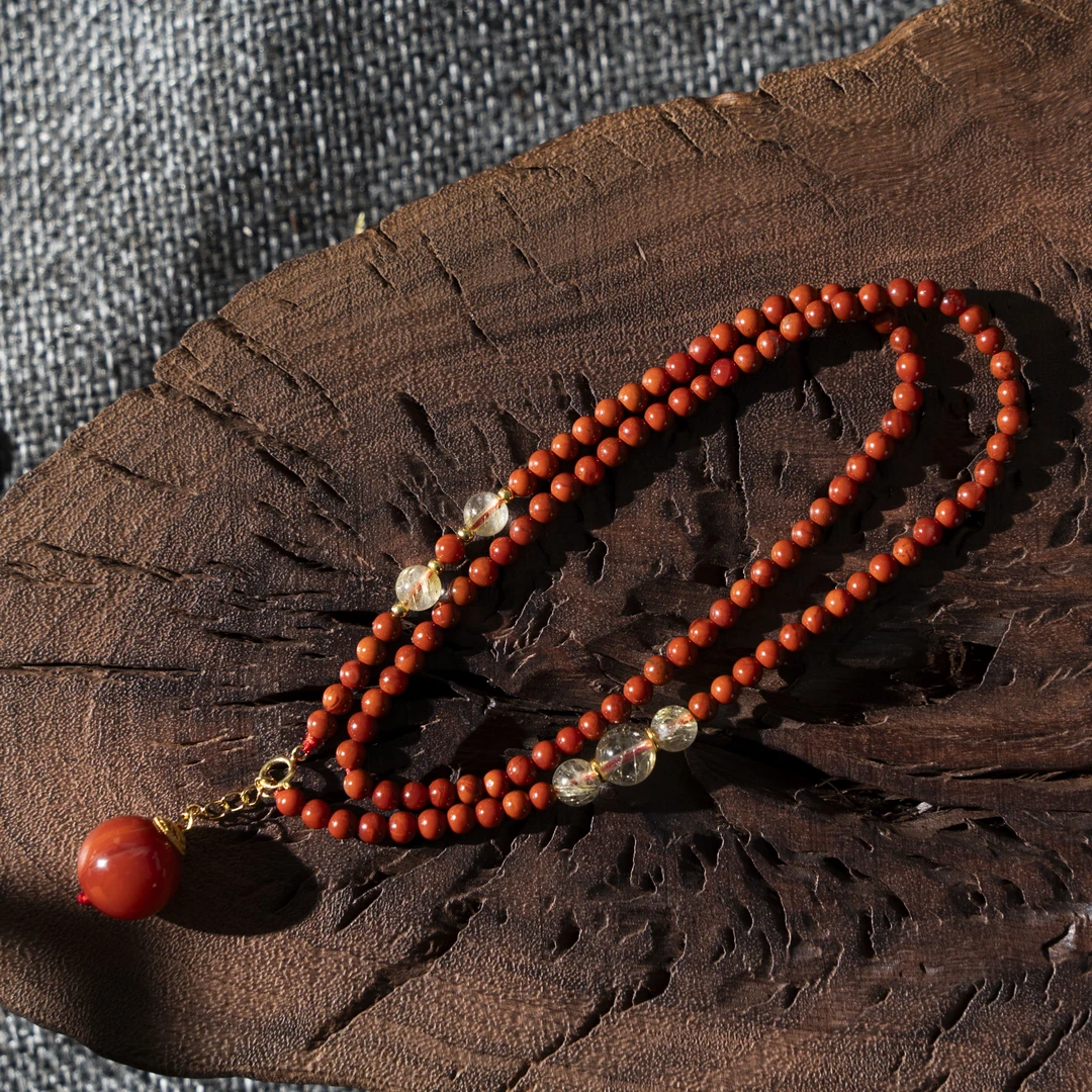 原创设计川料满色3+mm南红diy项链HS096700199