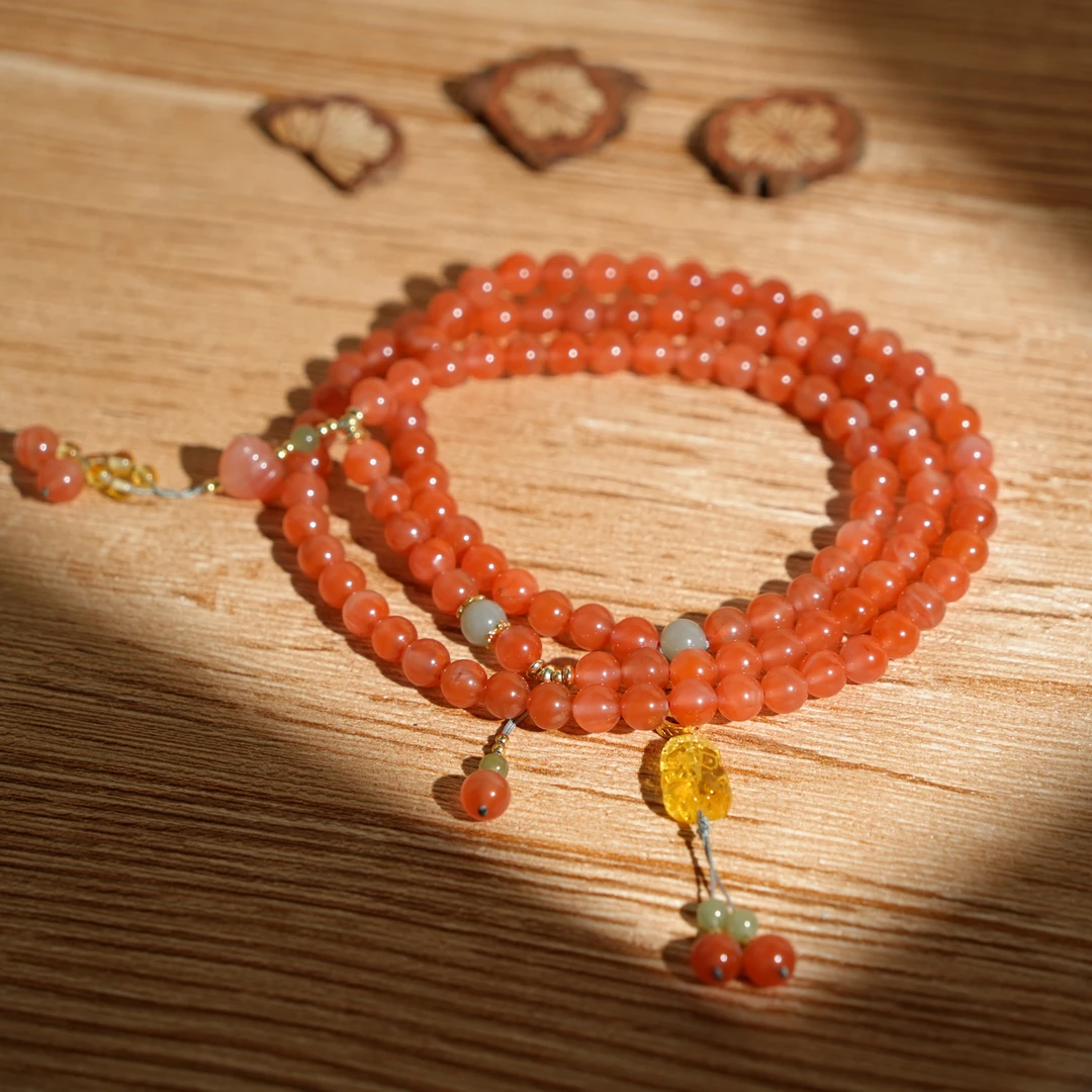 原创设计天然川料南红diy多圈毛衣链329870388