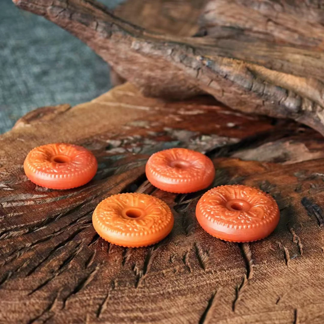 南红六字箴言平安扣配件/HS12250299【多样性发其一】