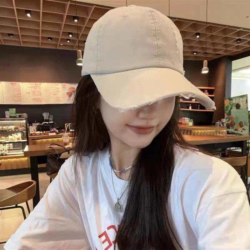 破洞女版秋冬新款棉质棒球帽