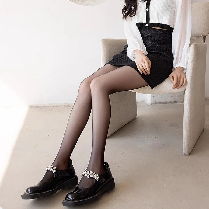 firstlady/俏佳人秋冬厚款水光显瘦黑丝透肤无缝裆连裤袜光腿神器