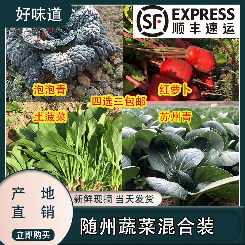 随州安居泡泡青菜 沙湾红萝卜 尖叶土菠菜 苏州青 混合装任选包邮