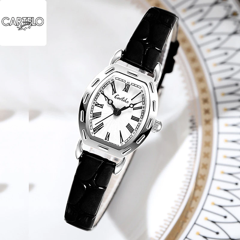 CARTELO/卡帝乐鳄鱼正品轻奢时尚 气质酒桶 女士防水腕表