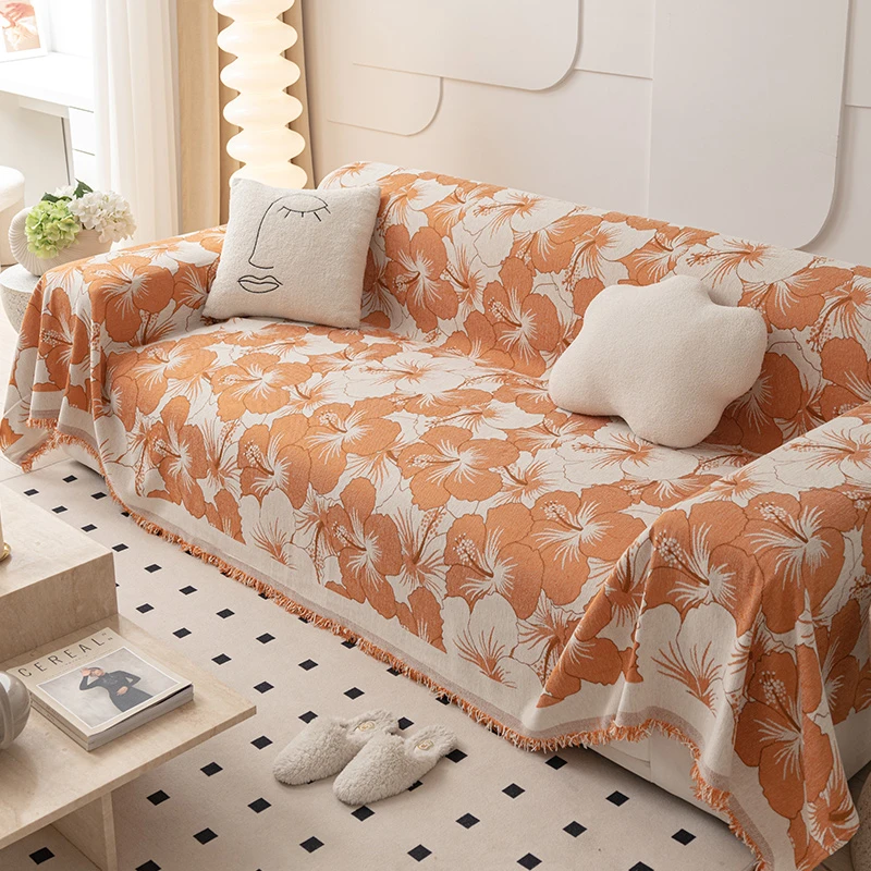 （繁花似锦）雪尼尔四季通用沙发垫北欧简约现代毯盖布巾全包万能罩