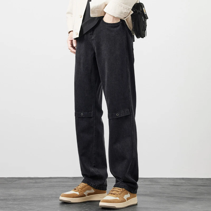 Kuvine秋季直筒工装牛仔裤男士新款美式百搭秋冬宽松休闲长裤子男