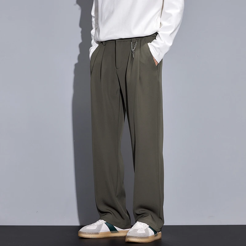 Kuvine西装裤男士休闲裤春季直筒阔腿百搭宽松高级感垂感休闲西裤