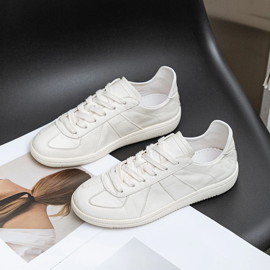 头层牛皮35-43大码女鞋平底软底软面羊皮内里羊皮鞋垫休闲小白鞋3