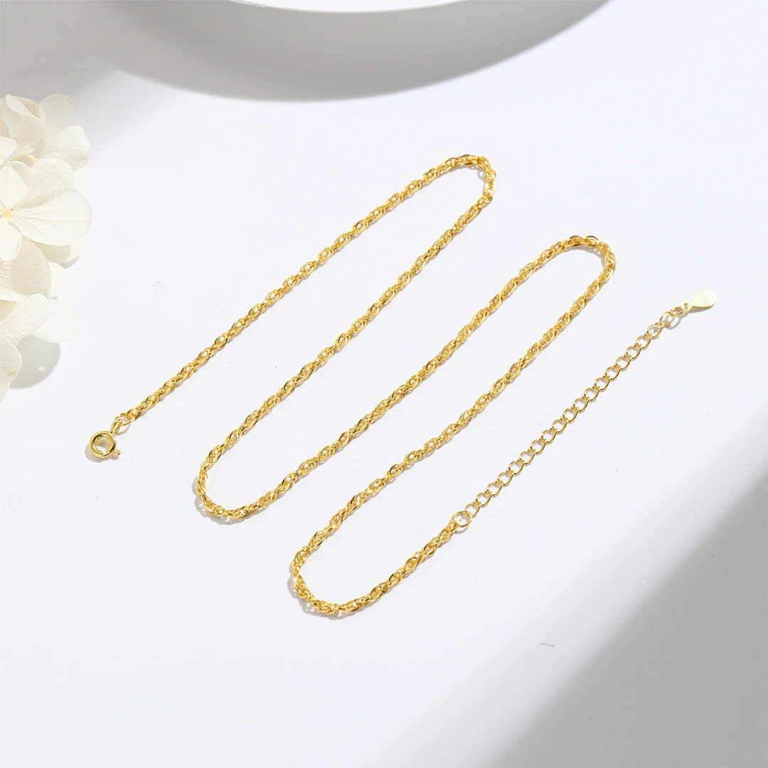 链子足银 A8333【35方丝项链金色-45cm】足银990素链可调节轻奢