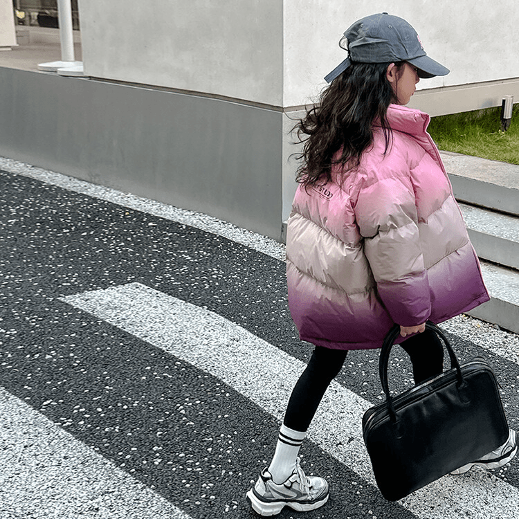 女童棉衣冬装2023新款儿童防水棉服中大童冬款洋气渐变色棉袄保暖
