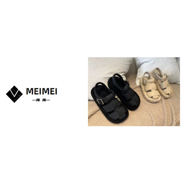 XMM.《厚底松糕毛毛鞋》时尚休闲百搭厚底罗马复古凉鞋-RQ15-8308