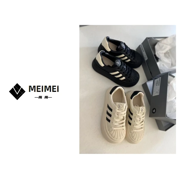 XMM.【经典贝壳鞋】早秋新款时尚系带厚底百搭休闲板鞋-BQ15-9003