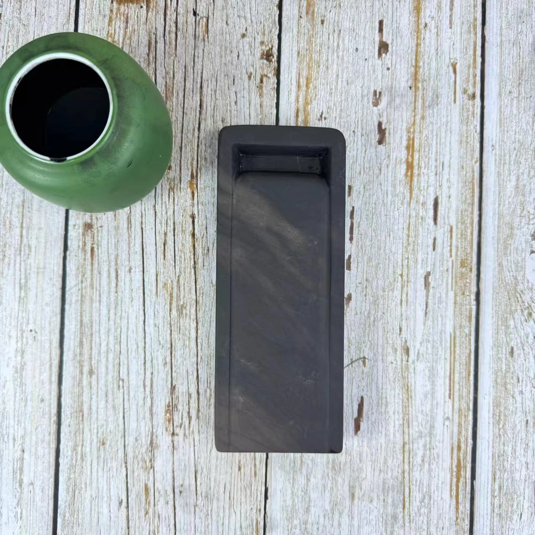 七八十年代老端砚留芯料湛庐重制坑仔蕉叶白明式一指池卧足砚