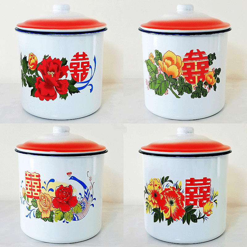 搪瓷杯怀旧经典大茶缸子老式铁水杯洋瓷双喜老干部茶杯口杯搪瓷缸