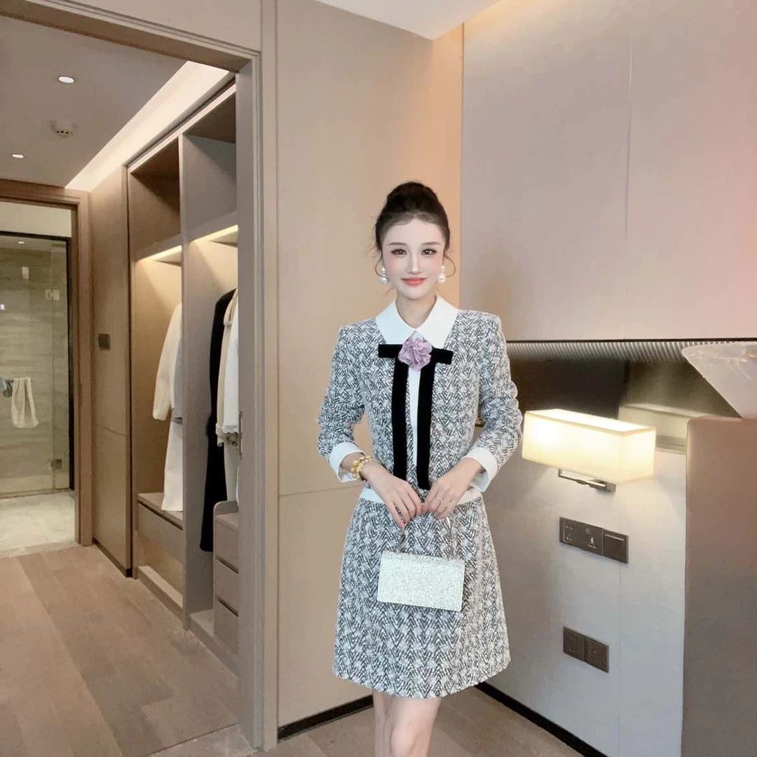 2024琪琪秋季新款气质名媛小香风连衣裙DA1CDR015