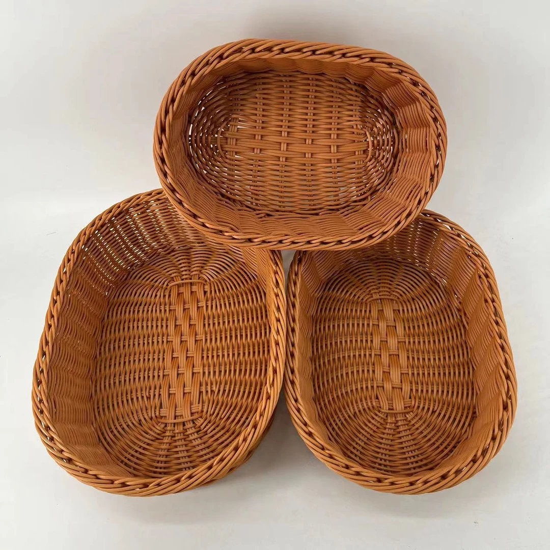 S4【拍一发三】水果篮零食蓝桌面置物整理收纳花篮手工编织收纳筐