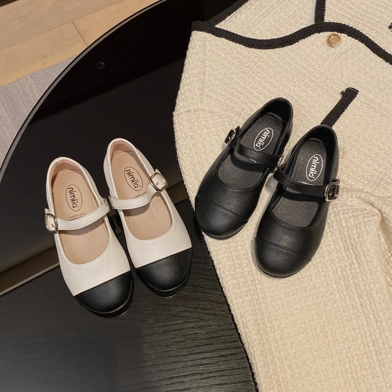 尼米拉【玛丽珍】真皮牛皮皮鞋软底洋气公主鞋新款小女孩小香风单鞋