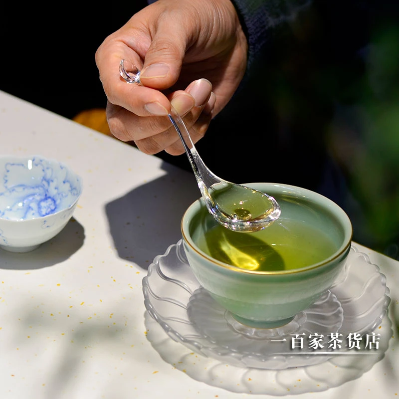 玻心璃语透明玻璃勺绿茶玻璃创意设计茶具耐热玻璃分茶器茶海