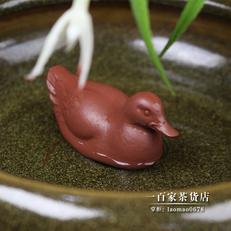 舞狮人张爱成名家手工制作“好的吖”宜兴紫砂朱泥小鸭茶宠摆件可爱