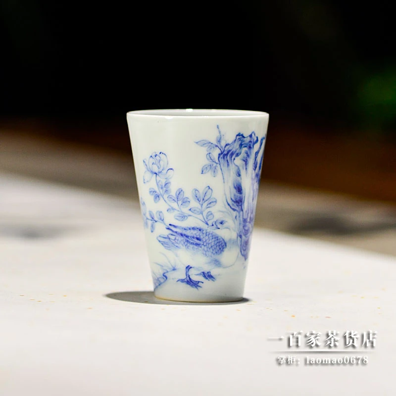 青樵轩 不知春杯 青花手绘淡描 景德镇陶瓷 主人杯茶杯茶具