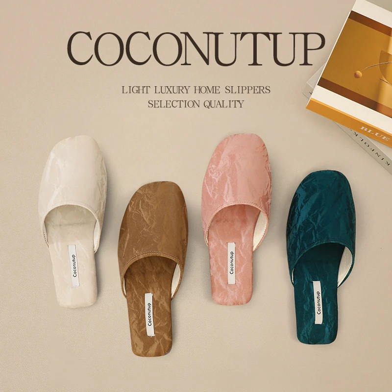 椰上日系四季款PU防水透气拖鞋女秋冬新款居家室内男防滑拖鞋情侣