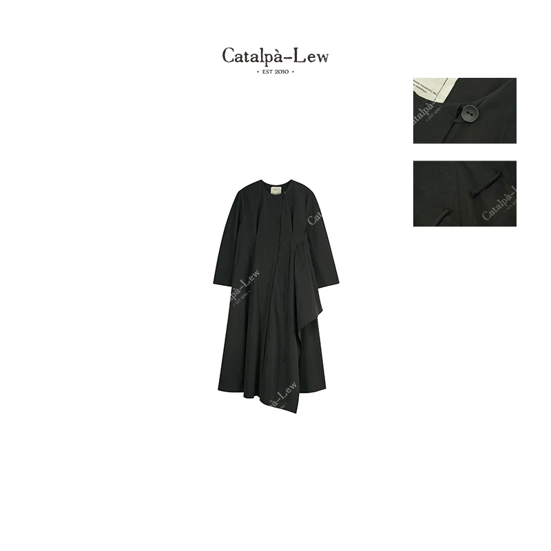 CatalpaLew「大溪地浪人」东方静奢亚麻&棉壳子中长款风衣#C50482