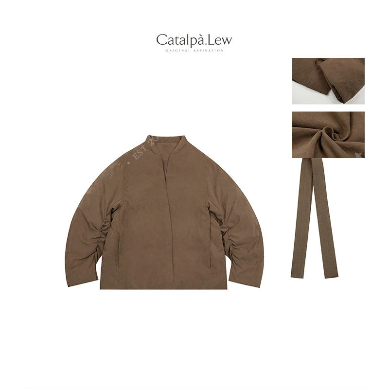 CatalpaLew「寻见」腔调穿搭立裁茧廓型超保暖桃绒棉服 #C8772