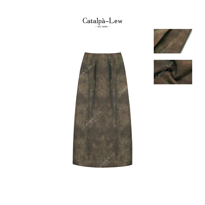 CatalpaLew「烛影摇红」侘寂风天丝植物染肌理感半身裙#C50052