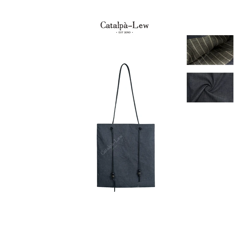 CatalpaLew「丹宁」墟生美学 棉&亚麻复古单间丹宁包#C50127