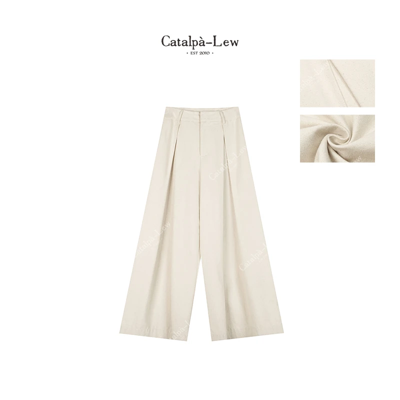 CatalpaLew「白月光」侘寂风必入的空气感阔腿休闲裤 #C9162