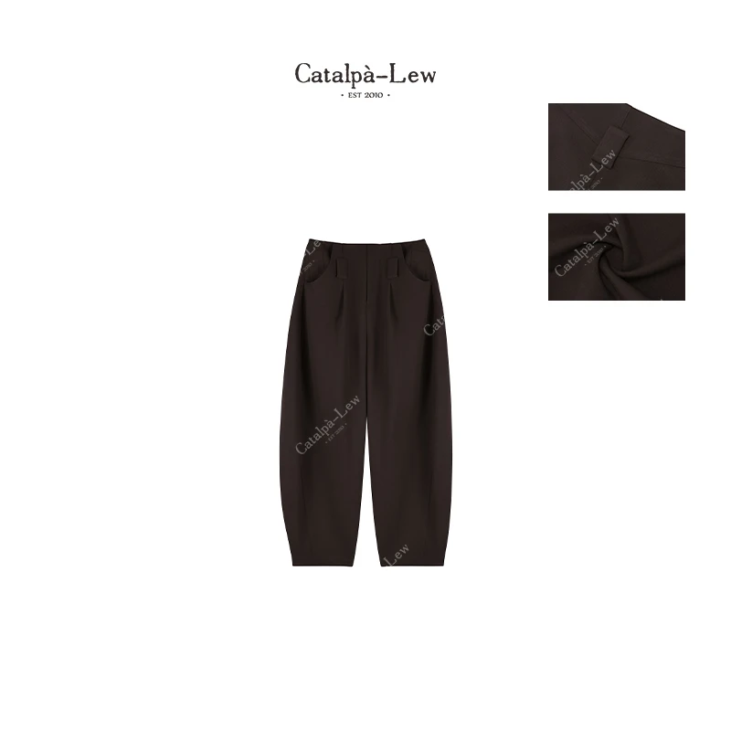 CatalpaLew「樵人去」东方静奢至简立裁弯刀呢子休闲裤#C50183