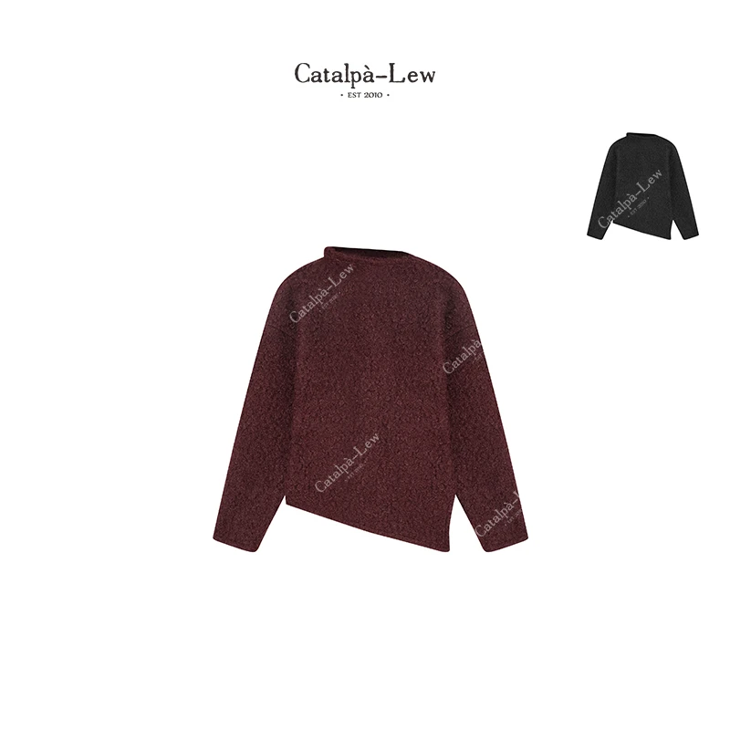 CatalpaLew「那就叫一杯红酒吧」东方静奢圈圈呢毛呢上衣#C51197