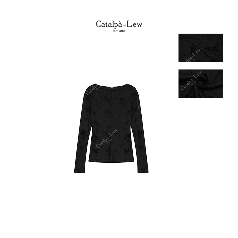 CatalpaLew「匣中繁影」侘寂风软糯微弹显瘦高级感上衣#C50215