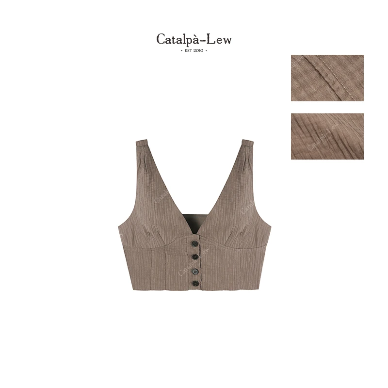 CatalpaLew24夏季「乐野」侘寂风天丝肌理万能百搭氛围背心 #C7235