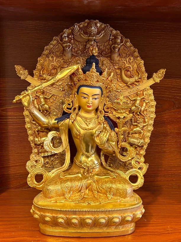 纯铜—文殊佛纯铜精工镀金家用摆件