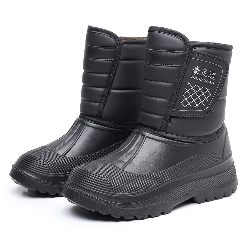 冬季新款加厚东北雪地靴男防滑厚底轻便加绒防水中筒棉雨鞋女棉靴
