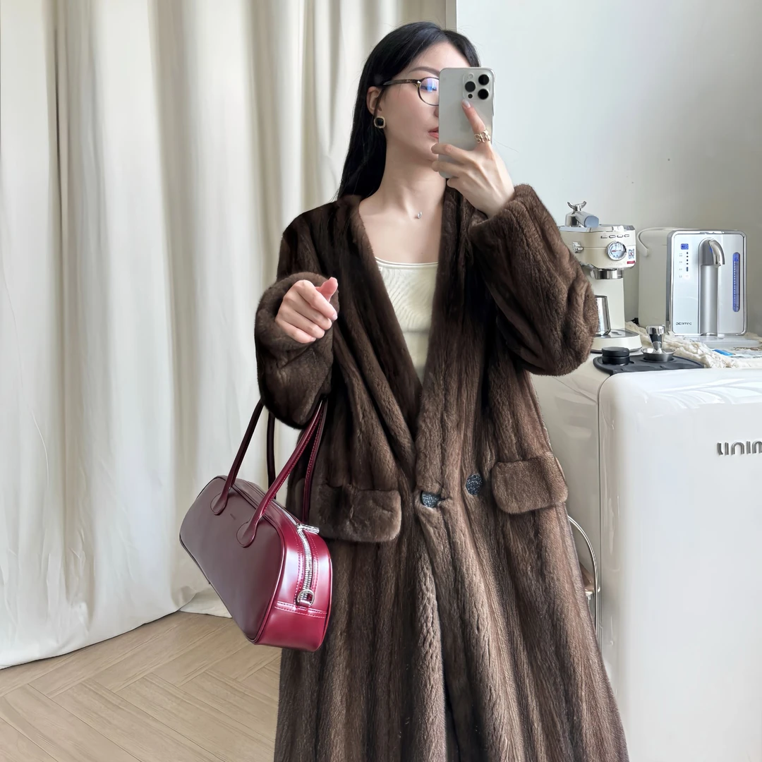 AShui阿水「老钱」120长款全抽刀小母貂丹麦紫金天鹅绒短二水貂女款