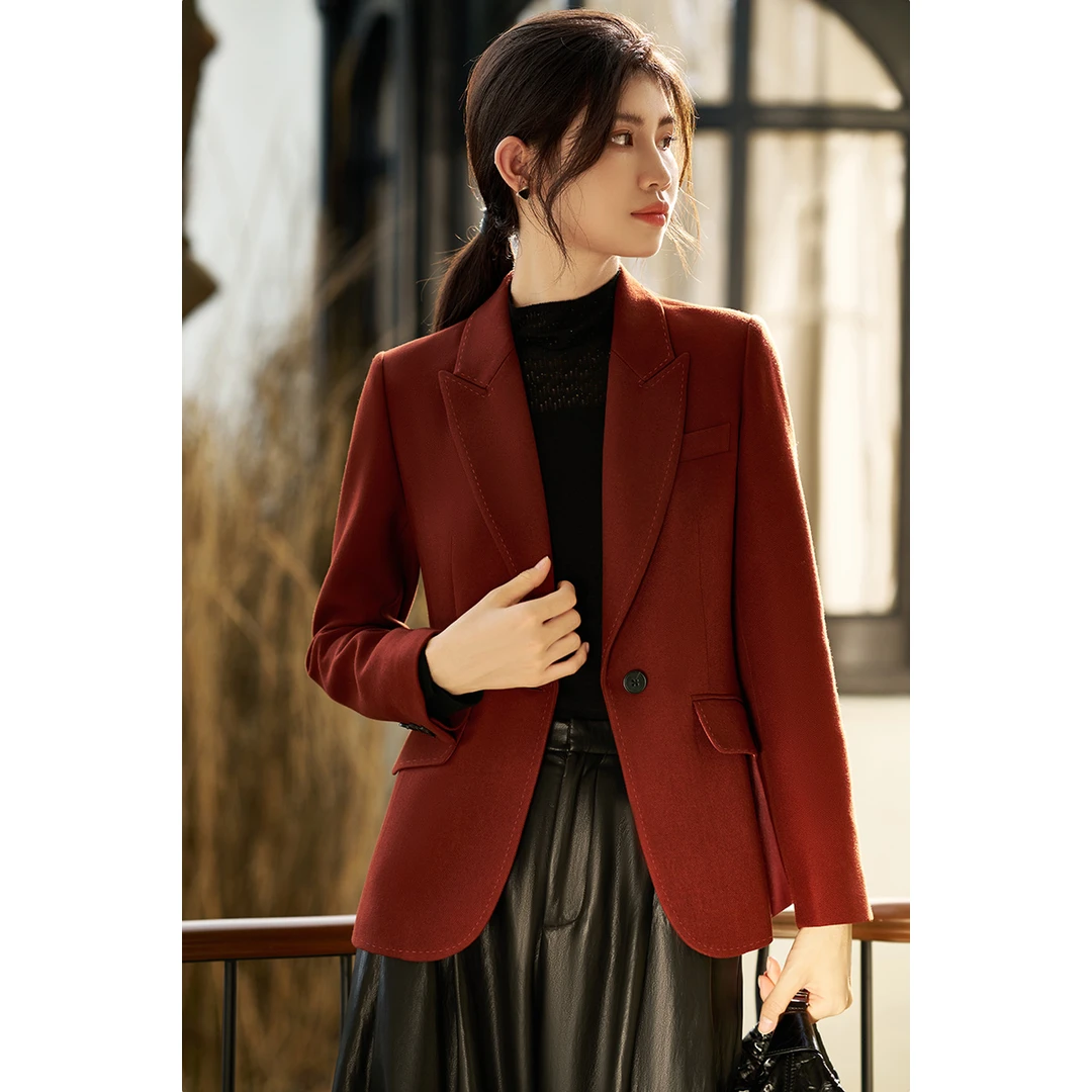 米思阳春季新款经典简约短外套复古设计感正装西装女5B24CX4442