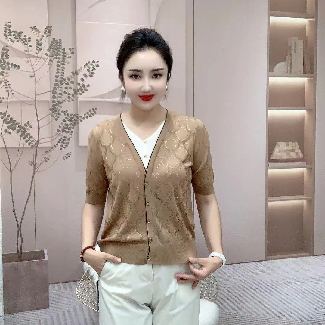 新款高档时尚洋气百搭莱赛尔天丝衫短袖23008