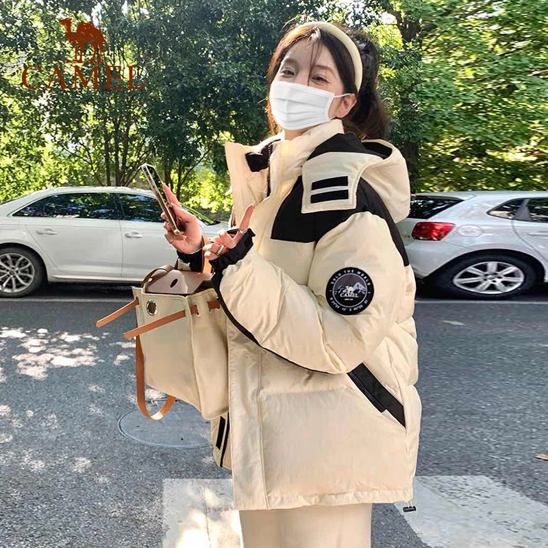 骆驼户外羽绒服休闲百搭连帽潮流加厚款滑雪服羽绒衣厚款户外外套