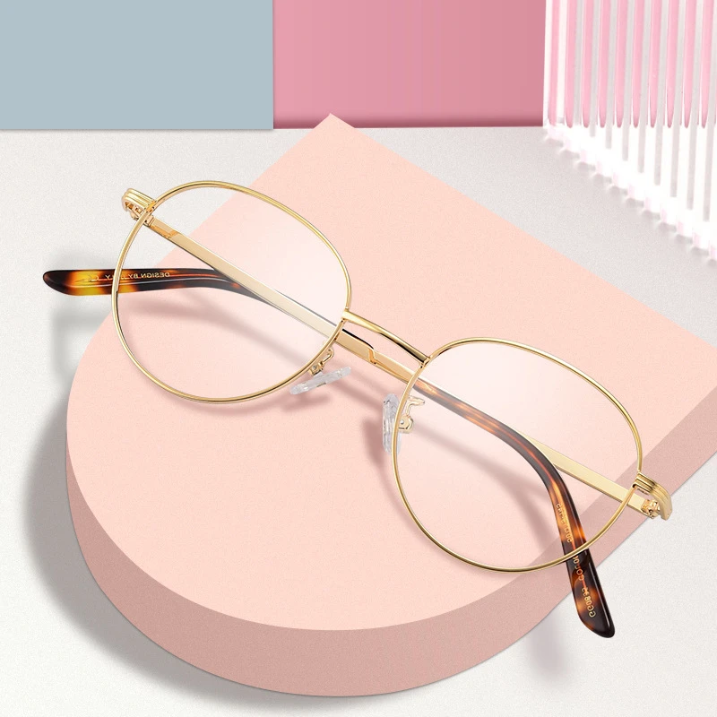超轻复古椭圆金色眼镜框男可配有度数时尚文艺眼镜架女防蓝光眼镜