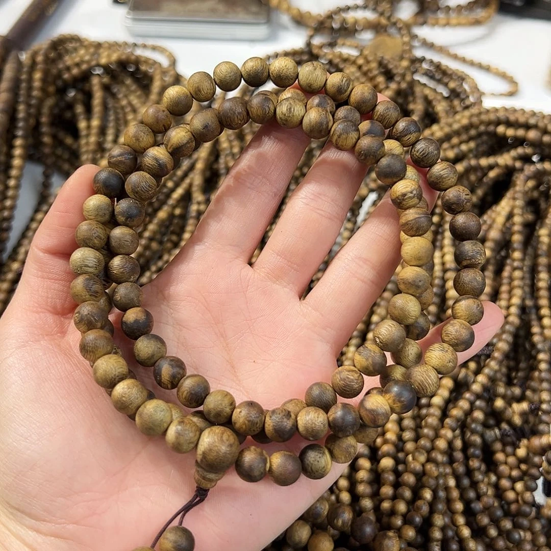 沉香手串乌身圆叶圆珠多圈卡08多样性发一