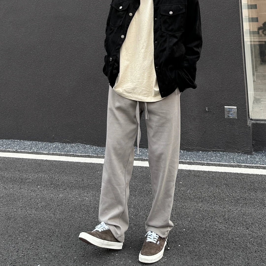 Zack校长 斜纹棉休闲长裤薄款男女直筒百搭显瘦简约ins设计师款