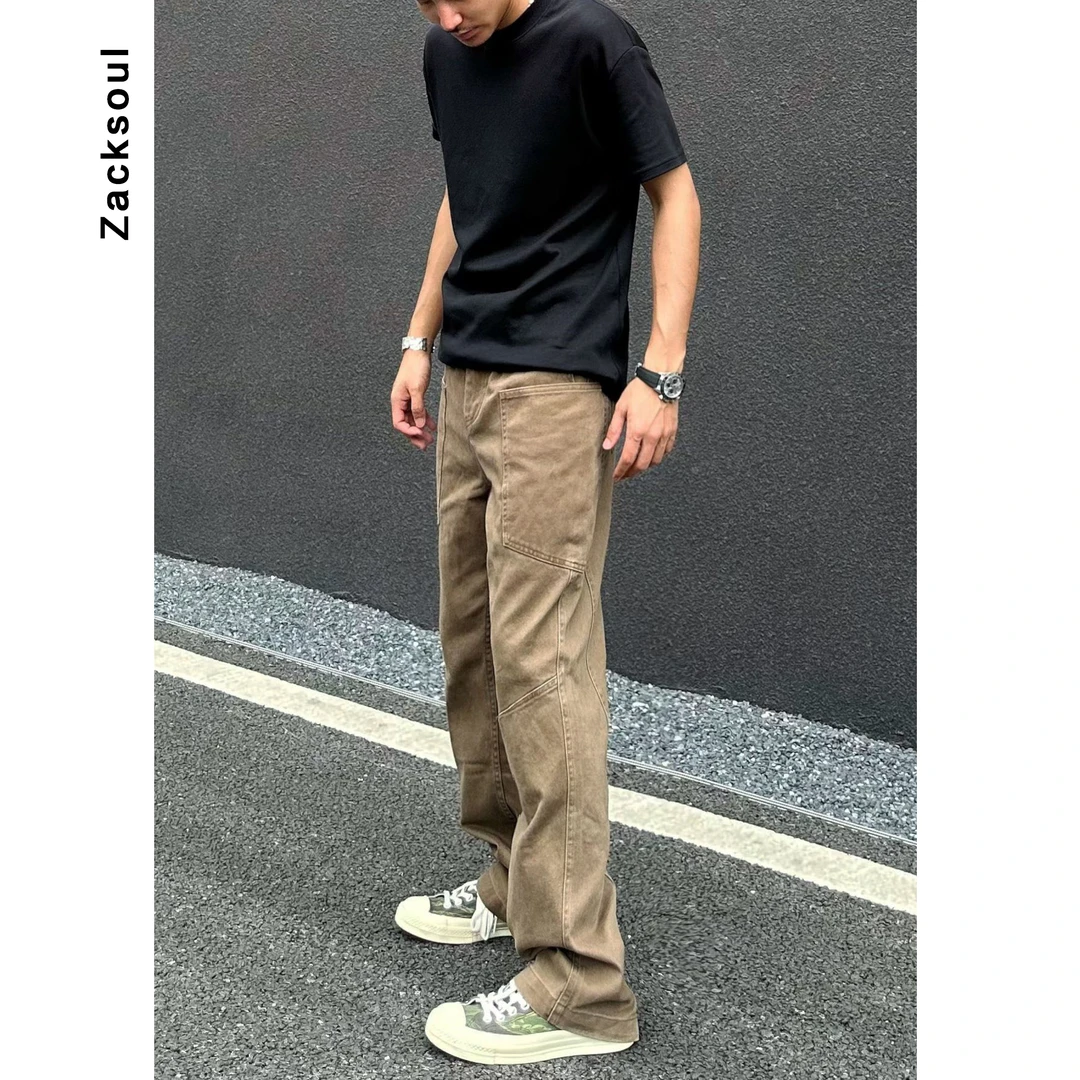 Zack校长 重磅水洗做旧复古工装裤军鸟裤帆布棉百搭直筒裤美式潮