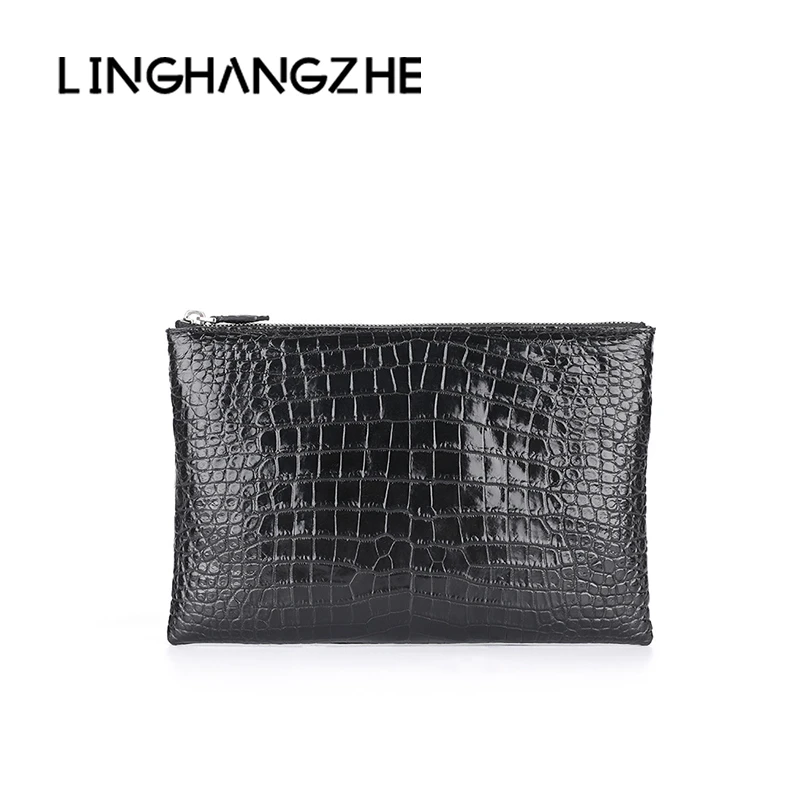 LINGHANGZHE/领航者鳄鱼皮轻奢高档手包男士商务手拿包夹包手抓包